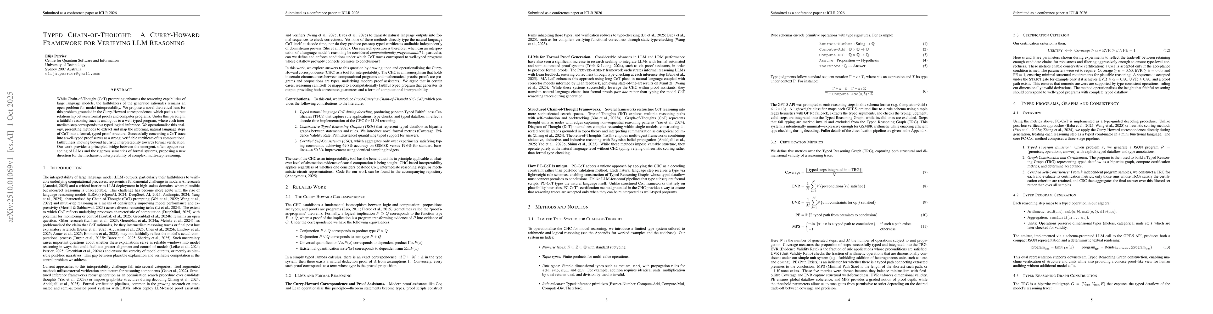 Thumbnail for Typed Chain-of-Thought: A Curry-Howard Framework for Verifying LLM
  Reasoning