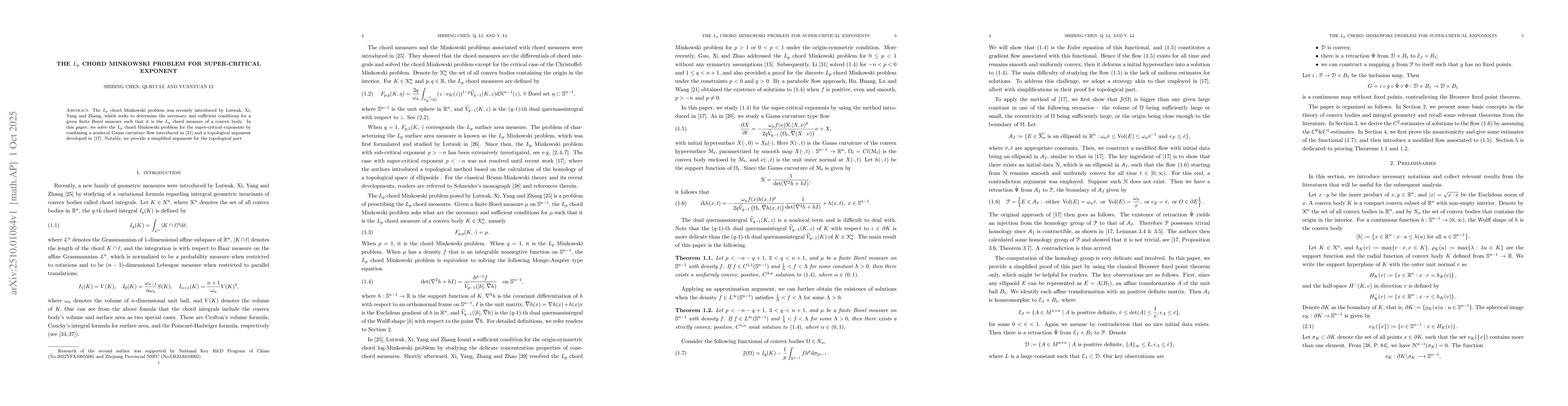 Thumbnail for The $L_p$ chord Minkowski problem for super-critical exponent