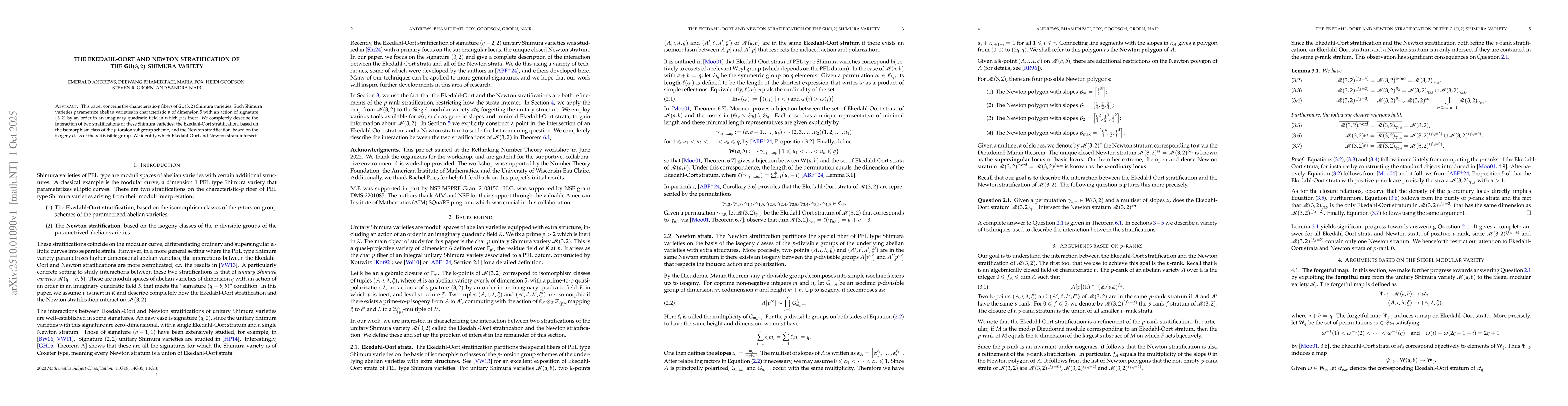Thumbnail for The Ekedahl-Oort and Newton stratification of the $\mathsf{GU}(3,2)$
  Shimura variety