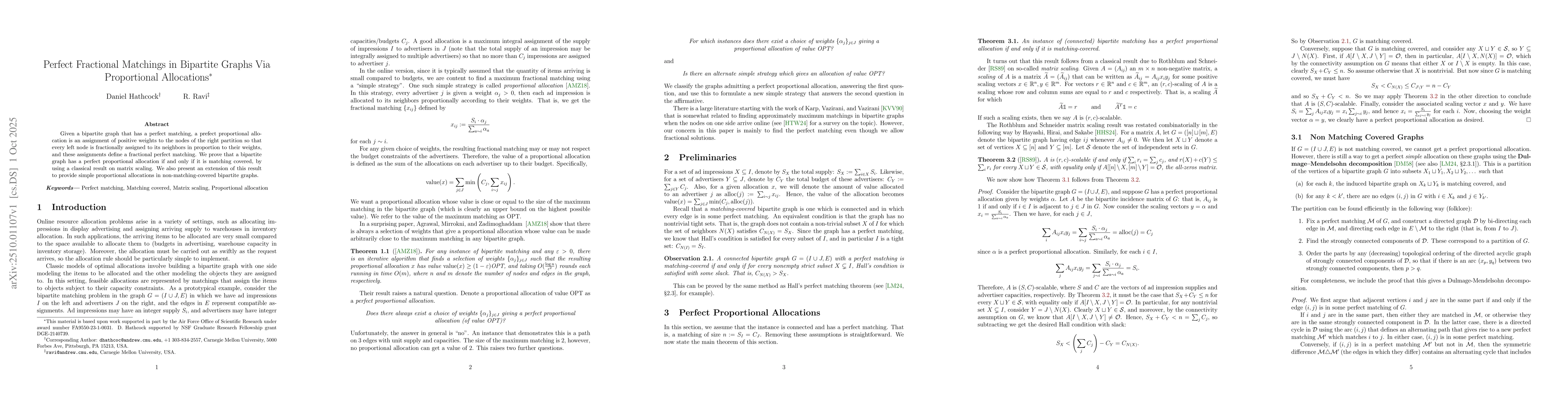 Thumbnail for Perfect Fractional Matchings in Bipartite Graphs Via Proportional
  Allocations