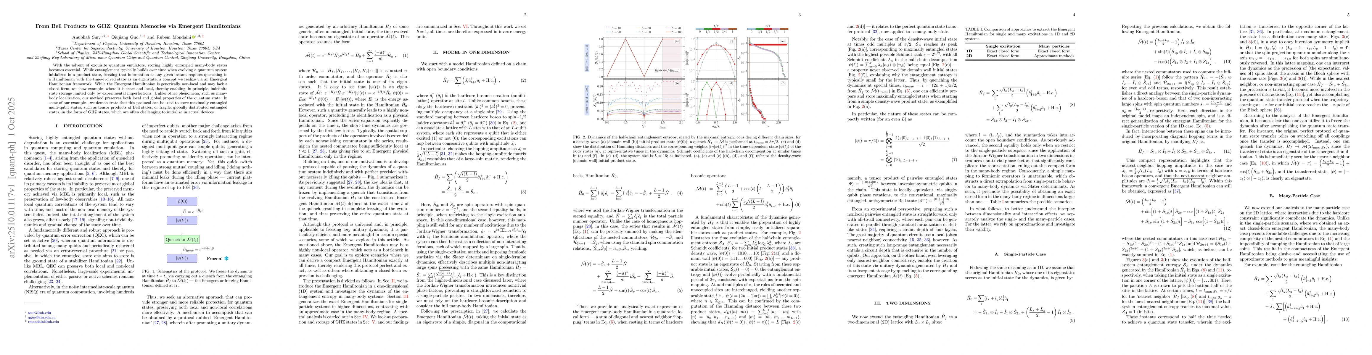 Thumbnail for From Bell Products to GHZ: Quantum Memories via Emergent Hamiltonians