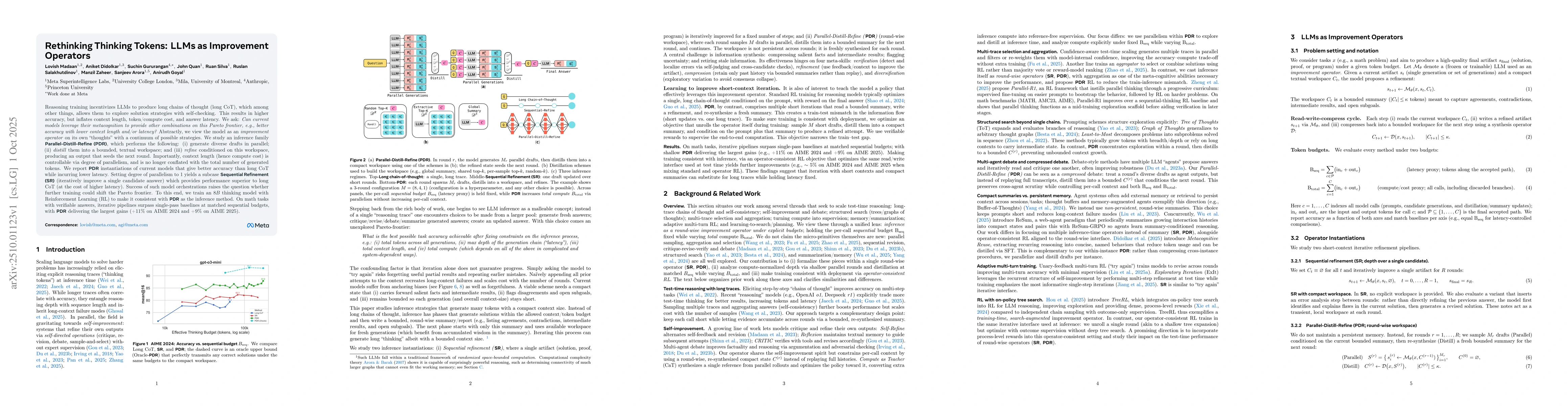 Thumbnail for Rethinking Thinking Tokens: LLMs as Improvement Operators