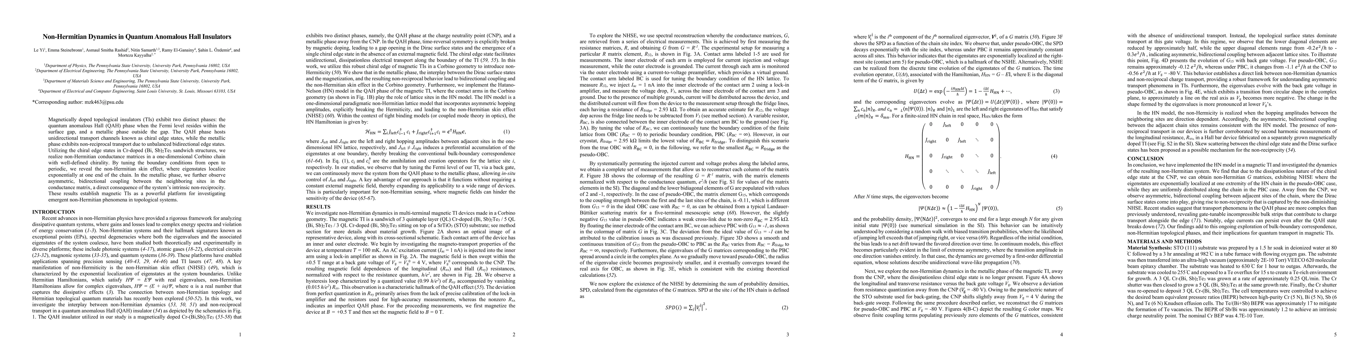 Thumbnail for Non-Hermitian Dynamics in Quantum Anomalous Hall Insulators