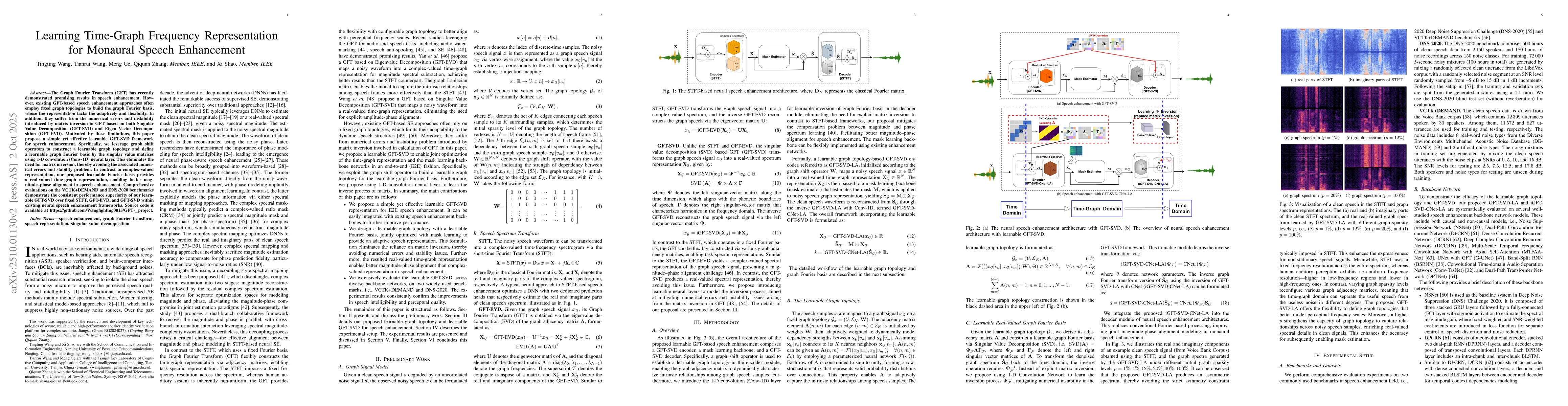 Thumbnail for Learning Time-Graph Frequency Representation for Monaural Speech
  Enhancement