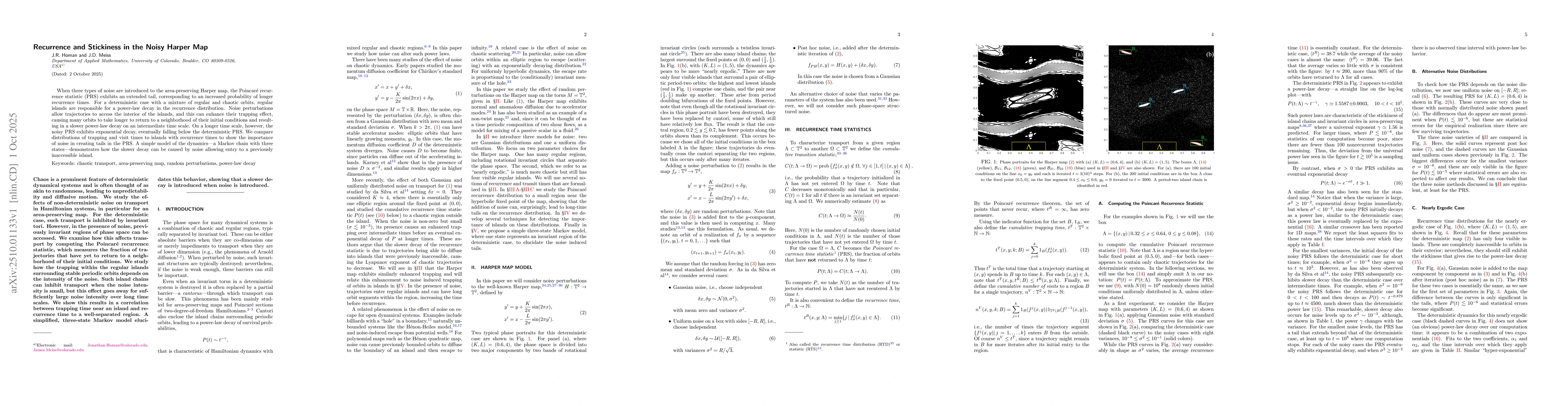 Thumbnail for Recurrence and Stickiness in the Noisy Harper Map