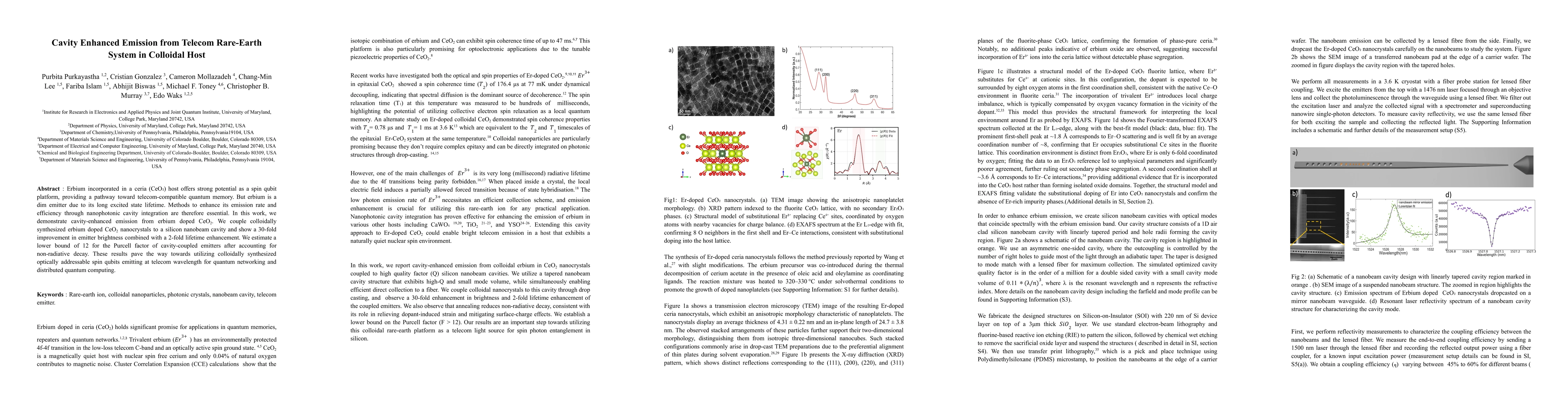 Thumbnail for Cavity Enhanced Emission from Telecom Rare-Earth System in Colloidal
  Host