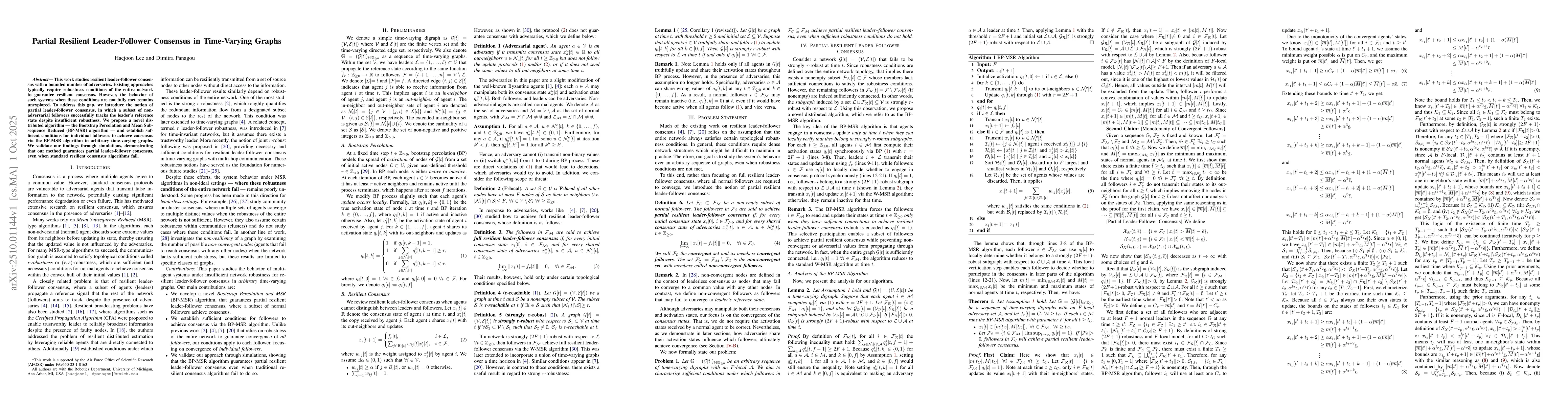 Thumbnail for Partial Resilient Leader-Follower Consensus in Time-Varying Graphs