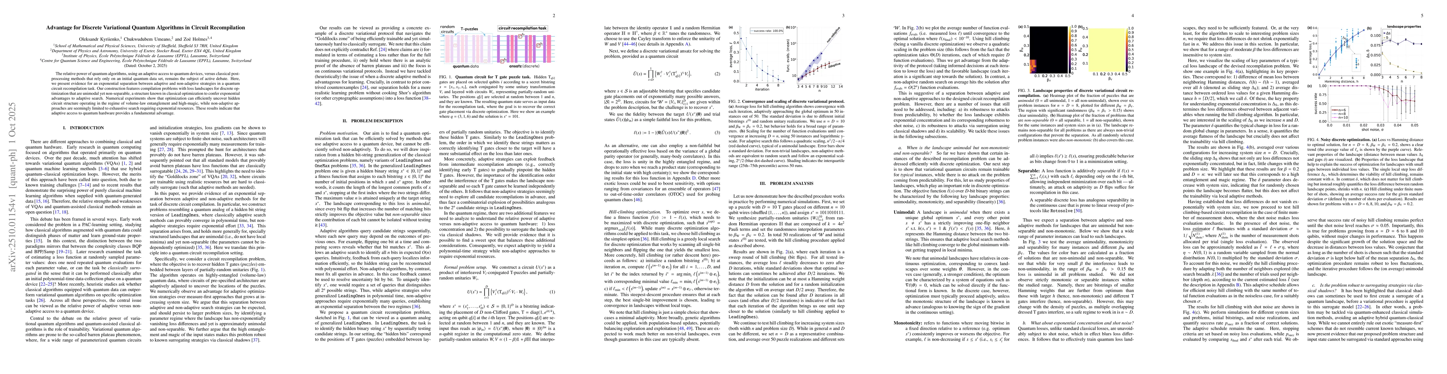 Thumbnail for Advantage for Discrete Variational Quantum Algorithms in Circuit
  Recompilation