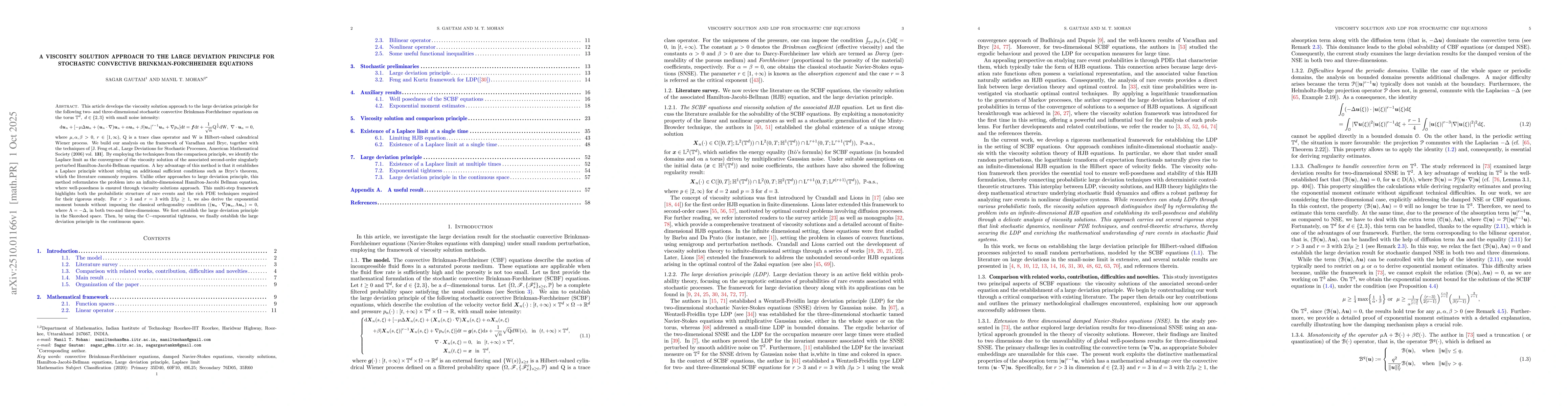 Thumbnail for A viscosity solution approach to the large deviation principle for
  stochastic convective Brinkman-Forchheimer equations