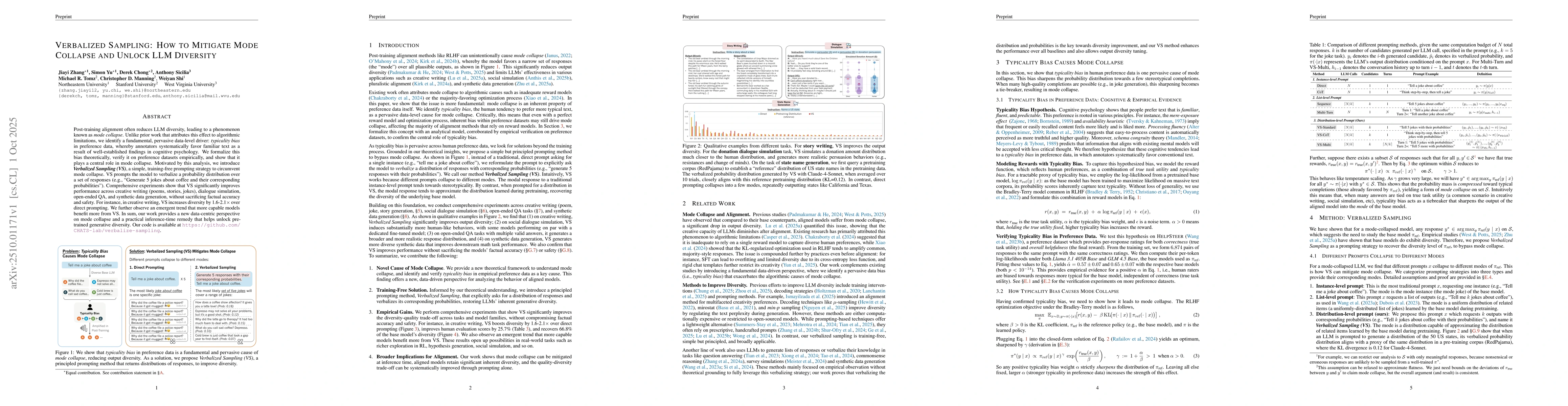 Thumbnail for Verbalized Sampling: How to Mitigate Mode Collapse and Unlock LLM
  Diversity