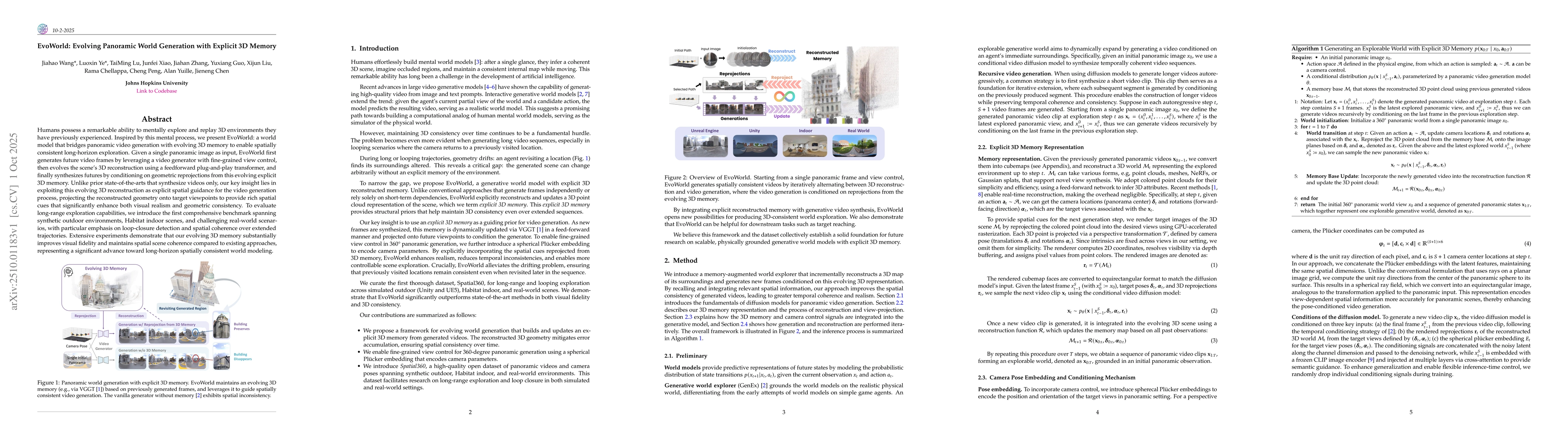 Thumbnail for EvoWorld: Evolving Panoramic World Generation with Explicit 3D Memory