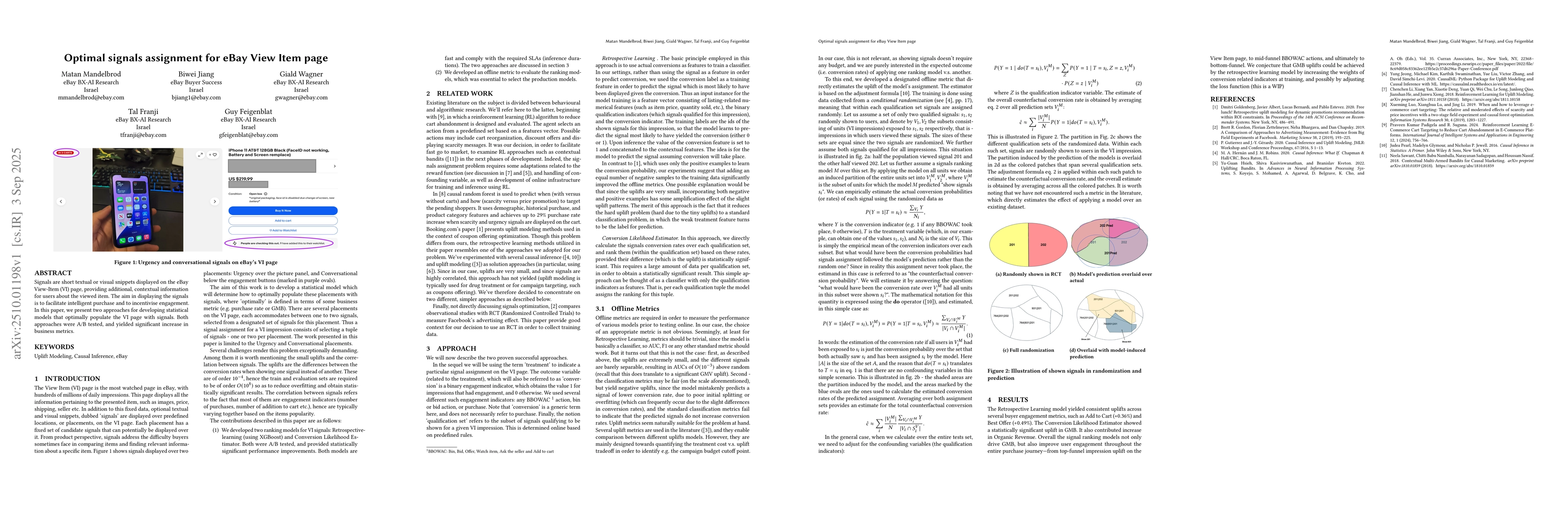 Thumbnail for Optimal signals assignment for eBay View Item page