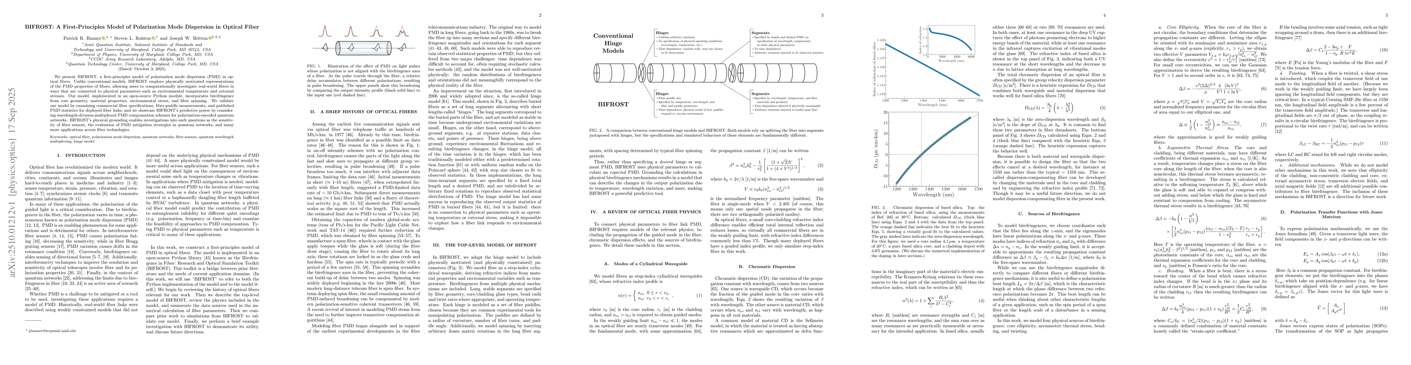 Thumbnail for BIFROST: A First-Principles Model of Polarization Mode Dispersion in
  Optical Fiber