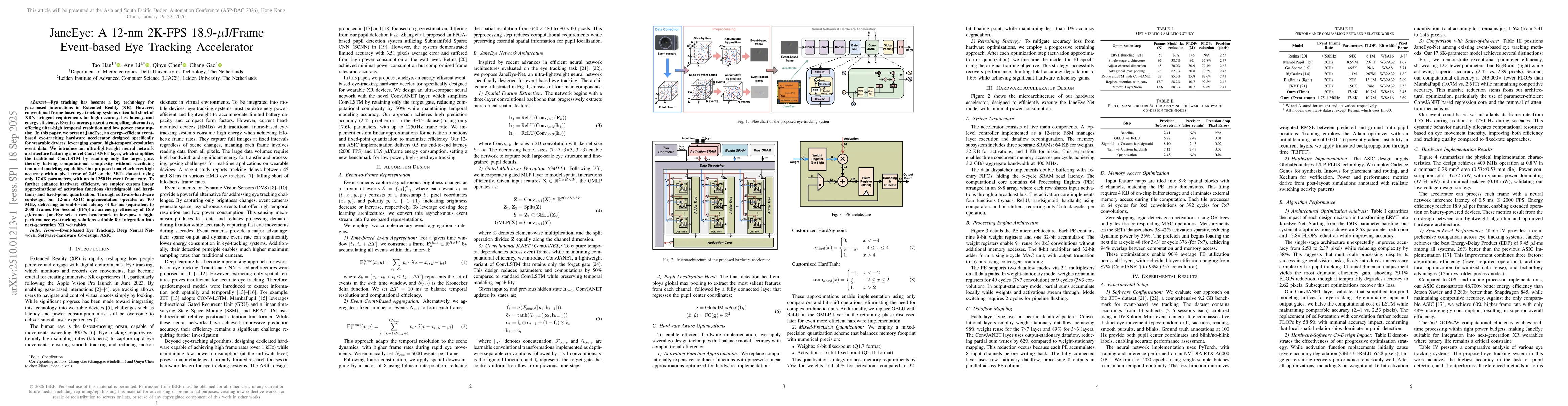 Thumbnail for JaneEye: A 12-nm 2K-FPS 18.9-$μ$J/Frame Event-based Eye Tracking
  Accelerator