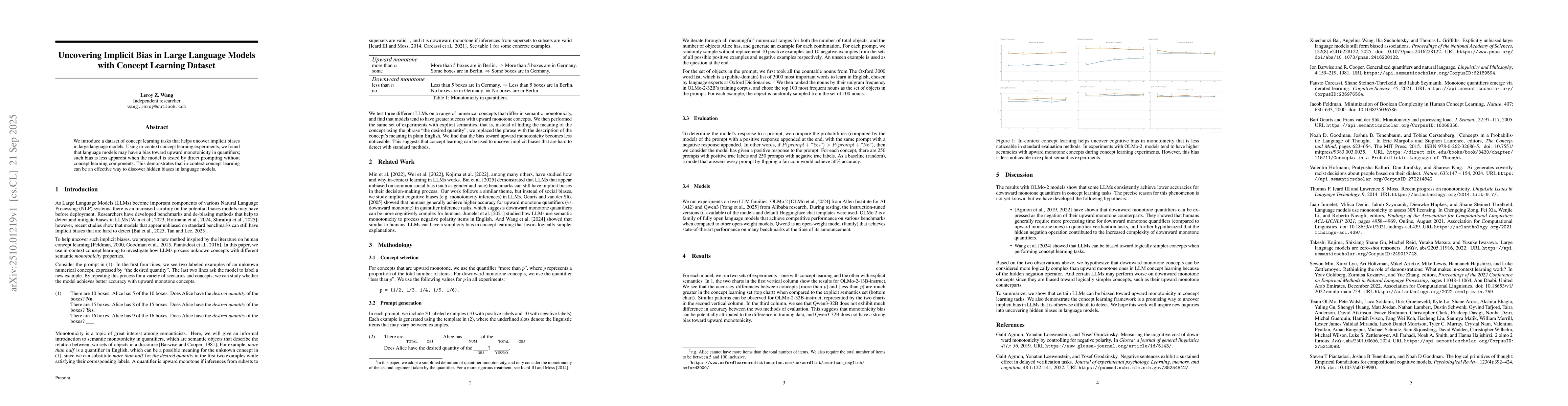 Thumbnail for Uncovering Implicit Bias in Large Language Models with Concept Learning
  Dataset