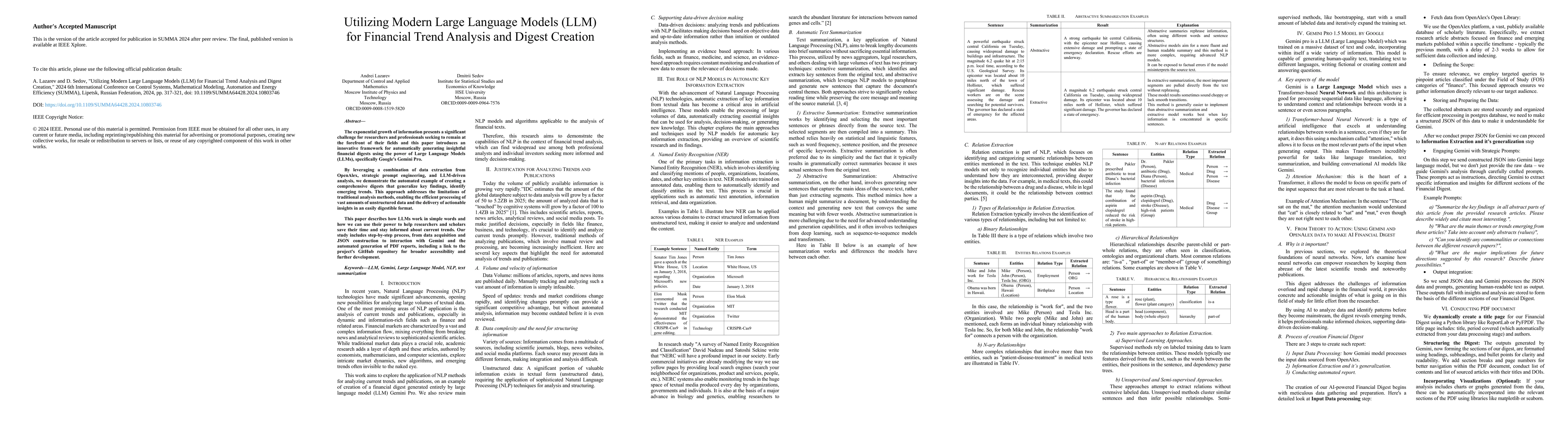 Thumbnail for Utilizing Modern Large Language Models (LLM) for Financial Trend
  Analysis and Digest Creation