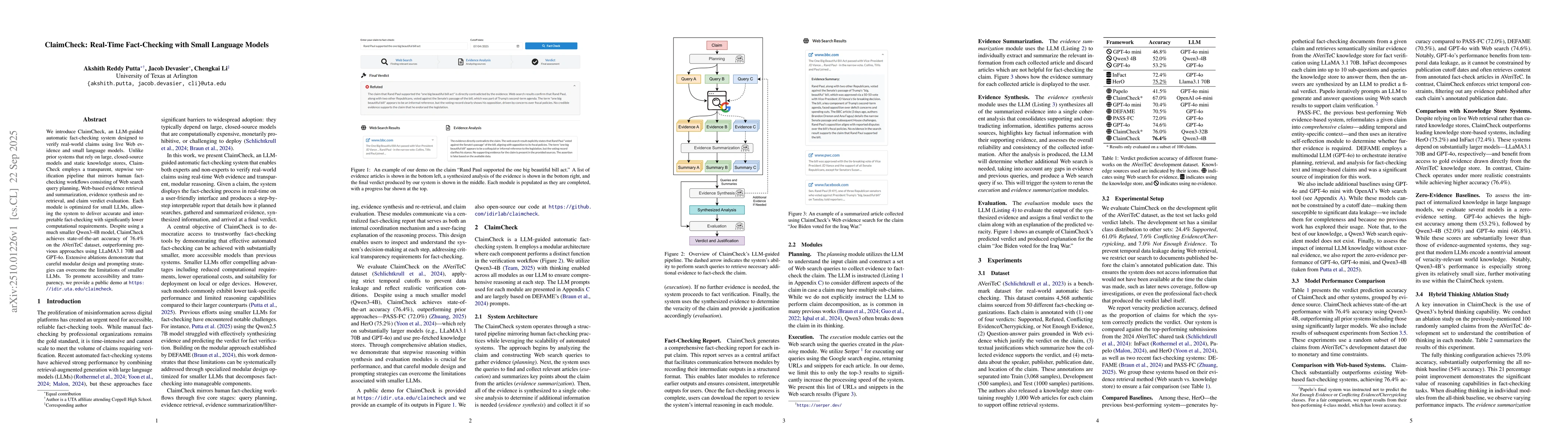 Thumbnail for ClaimCheck: Real-Time Fact-Checking with Small Language Models