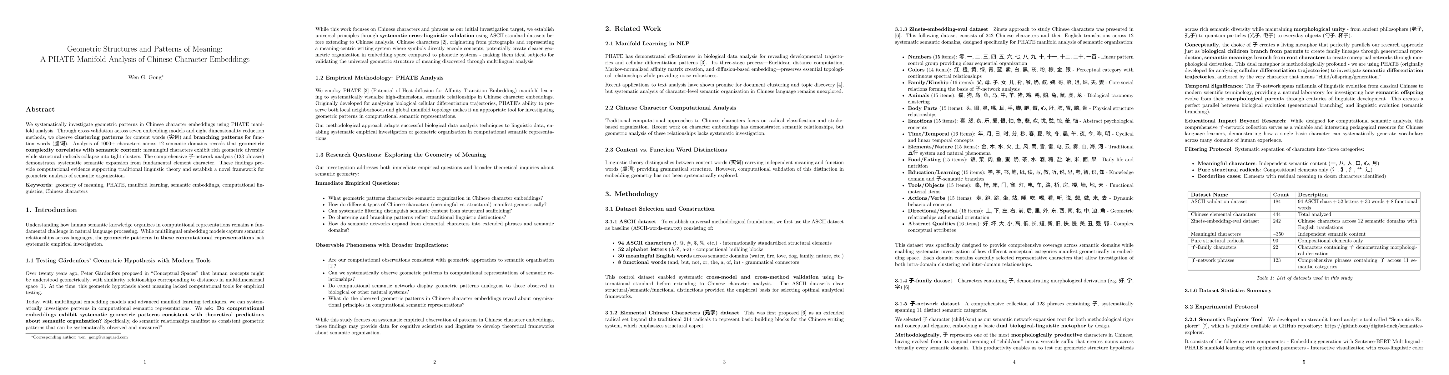 Thumbnail for Geometric Structures and Patterns of Meaning: A PHATE Manifold Analysis
  of Chinese Character Embeddings