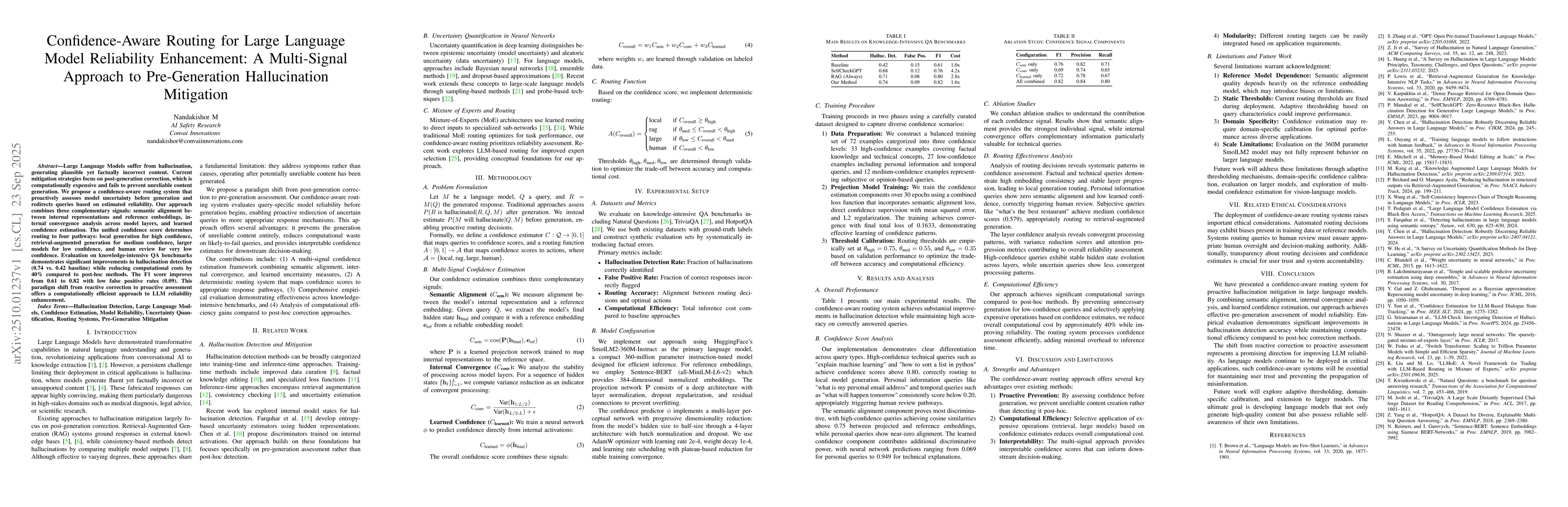 Thumbnail for Confidence-Aware Routing for Large Language Model Reliability
  Enhancement: A Multi-Signal Approach to Pre-Generation Hallucination
  Mitigation