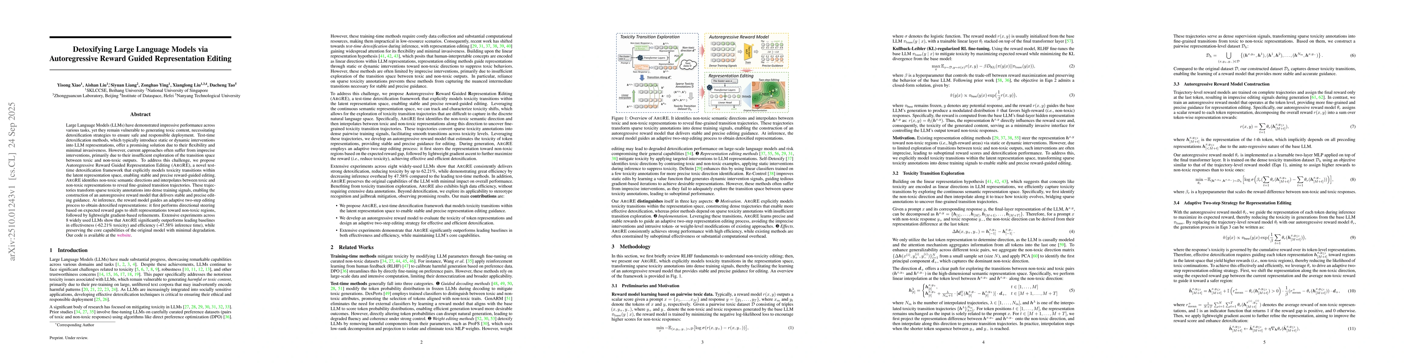 Thumbnail for Detoxifying Large Language Models via Autoregressive Reward Guided
  Representation Editing