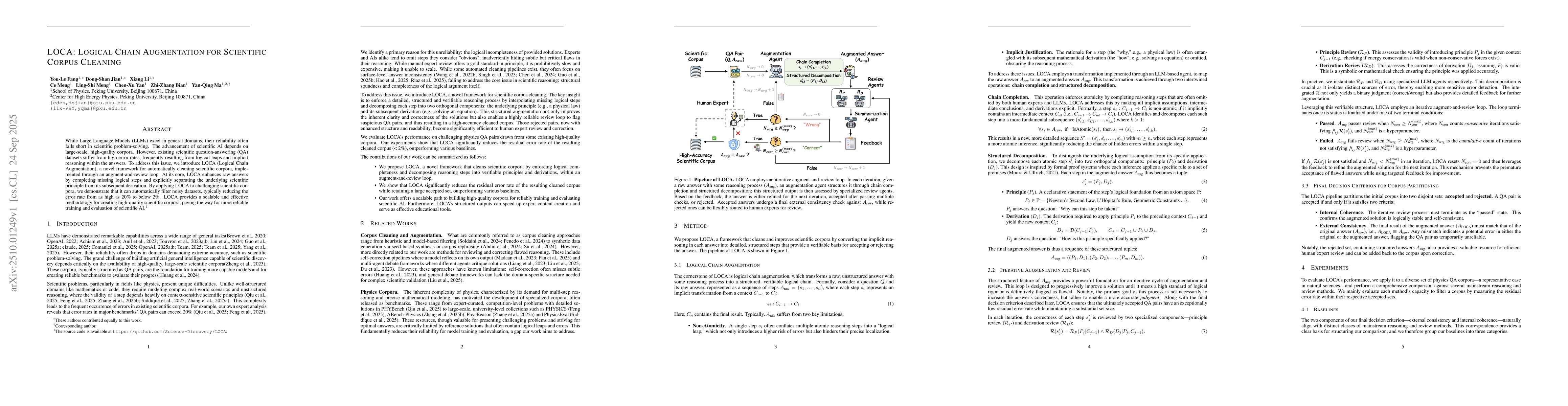 Thumbnail for LOCA: Logical Chain Augmentation for Scientific Corpus Cleaning