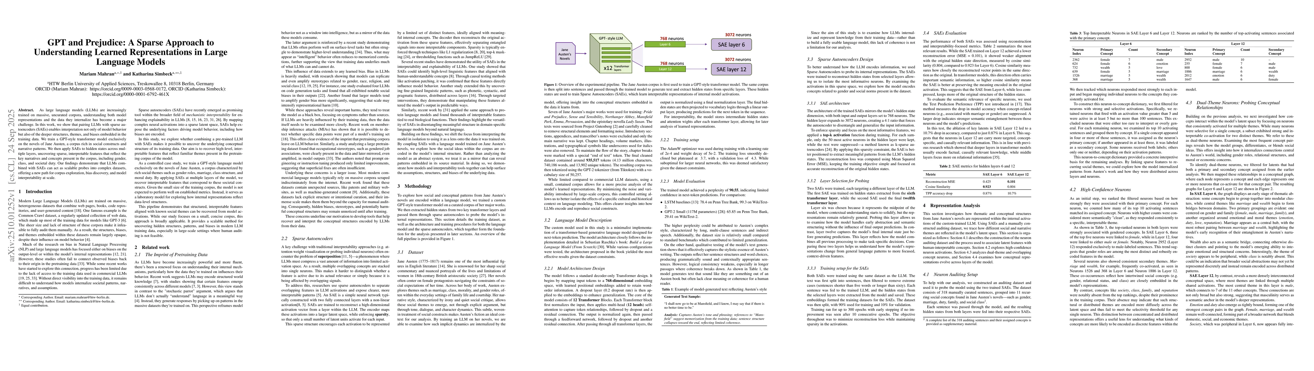 Thumbnail for GPT and Prejudice: A Sparse Approach to Understanding Learned
  Representations in Large Language Models