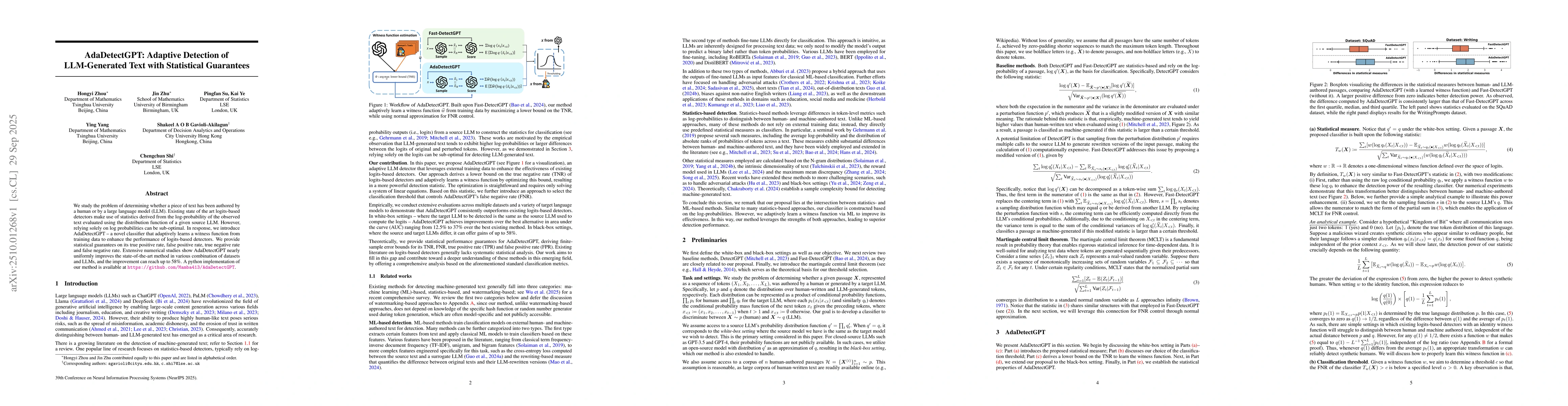 Thumbnail for AdaDetectGPT: Adaptive Detection of LLM-Generated Text with Statistical
  Guarantees