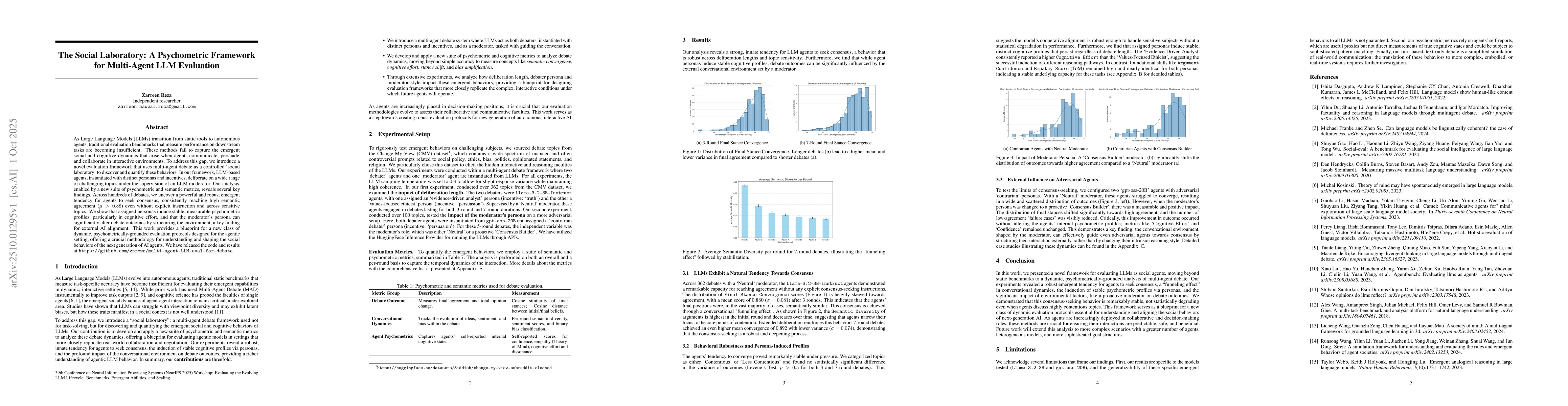 Thumbnail for The Social Laboratory: A Psychometric Framework for Multi-Agent LLM
  Evaluation