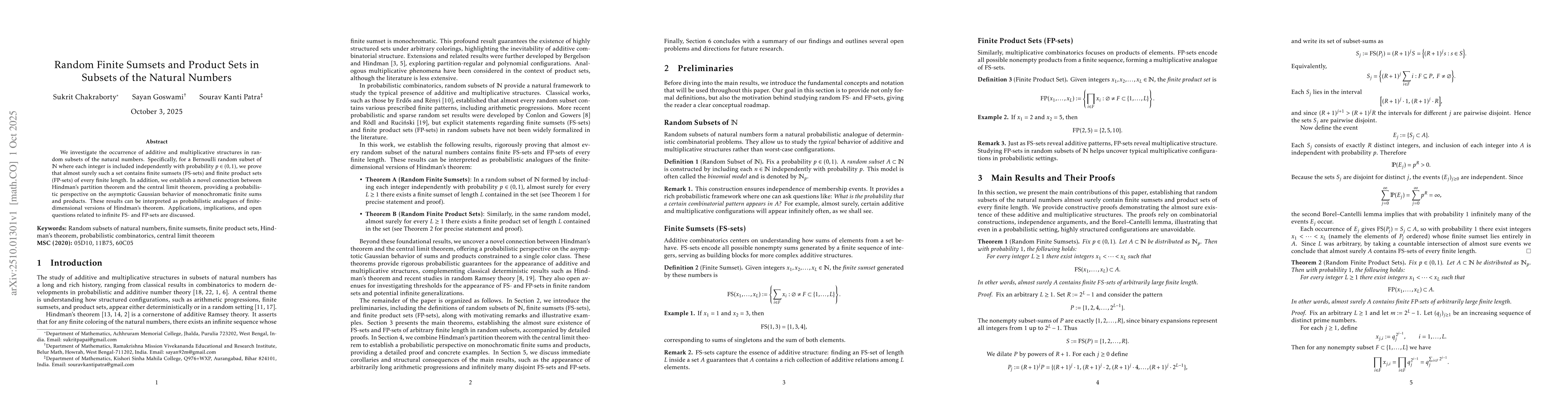 Thumbnail for Random Finite Sumsets and Product Sets in Subsets of the Natural Numbers