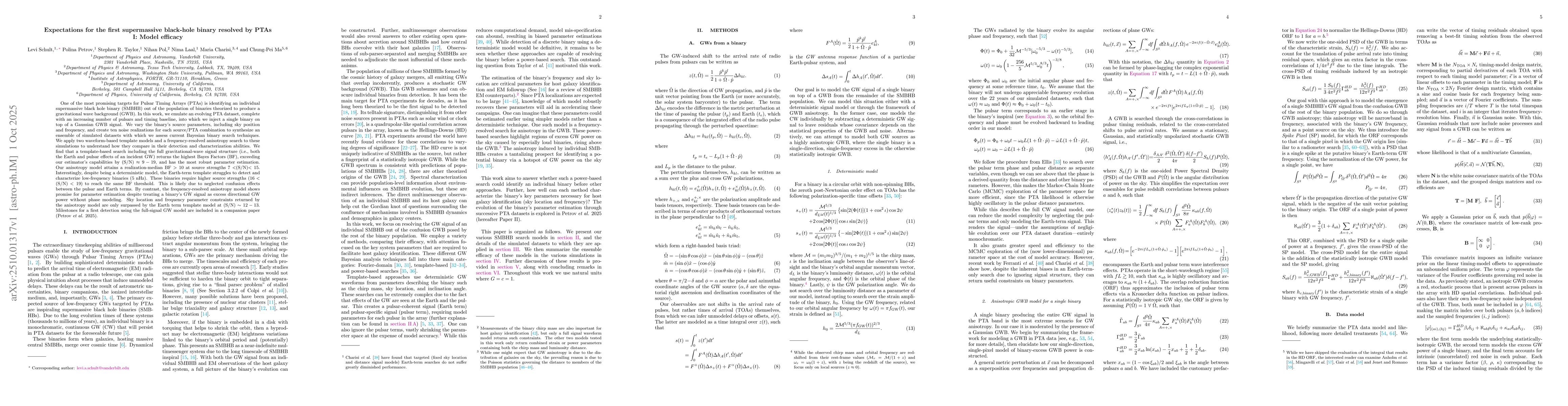 Thumbnail for Expectations for the first supermassive black-hole binary resolved by
  PTAs I: Model efficacy