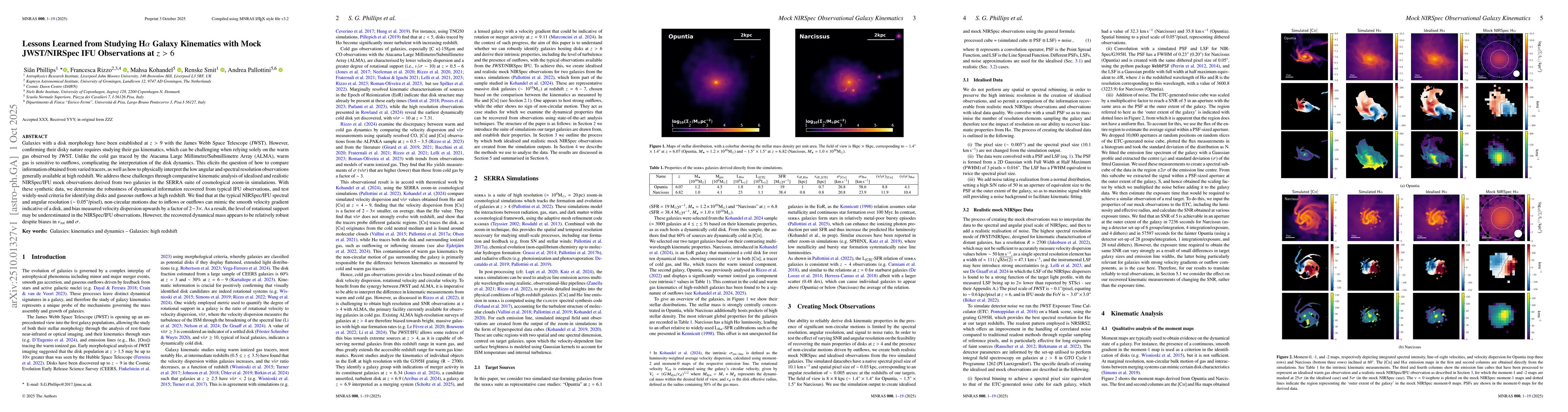 Thumbnail for Lessons Learned from Studying H$α$ Galaxy Kinematics with Mock
  JWST/NIRSpec IFU Observations at $z > 6$