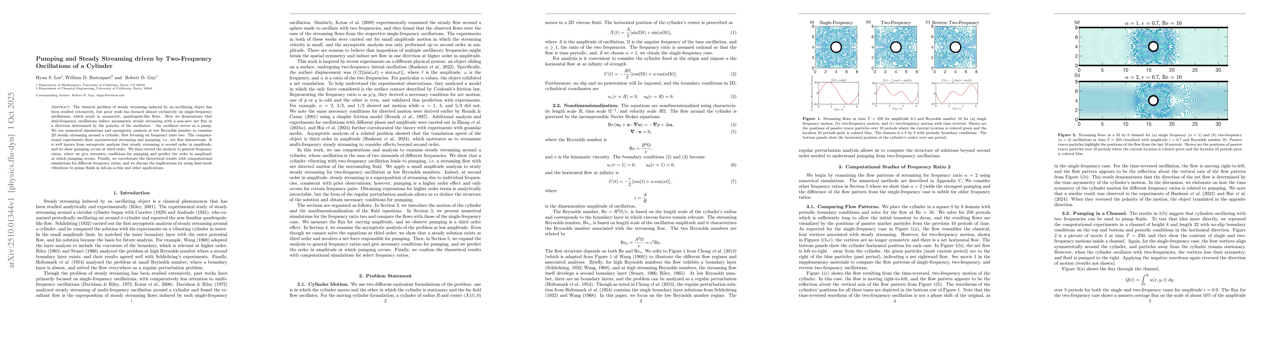 Thumbnail for Pumping and Steady Streaming driven by Two-Frequency Oscillations of a
  Cylinder