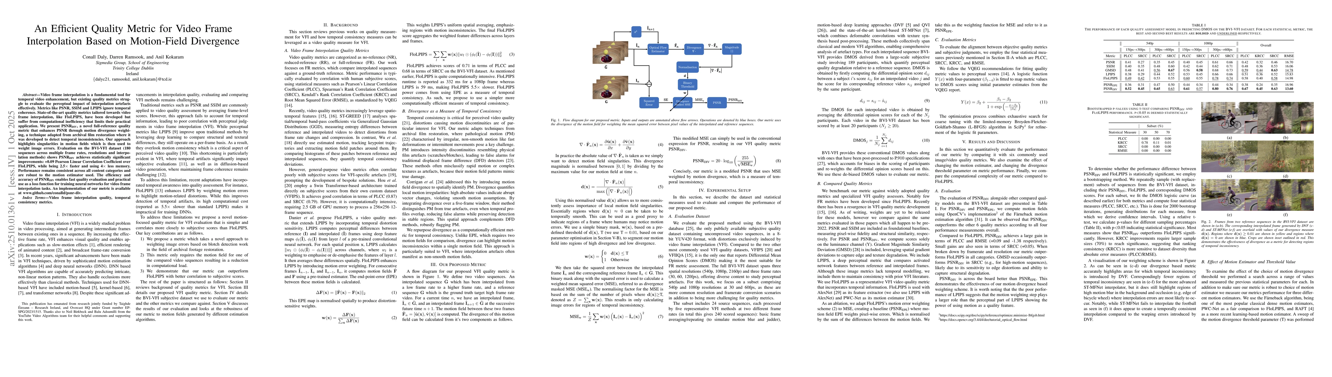 Thumbnail for An Efficient Quality Metric for Video Frame Interpolation Based on
  Motion-Field Divergence