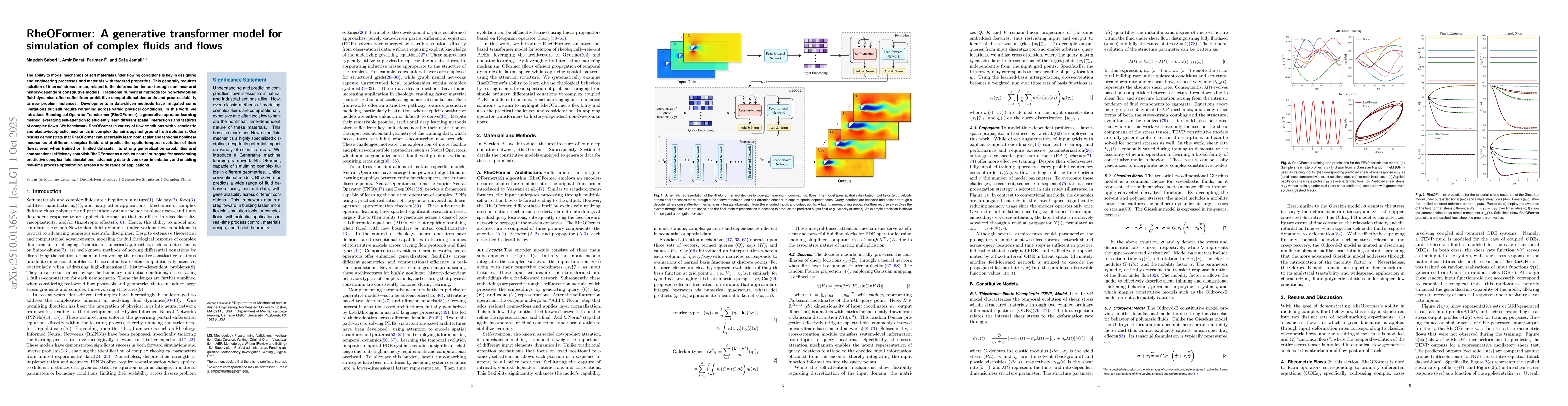 Thumbnail for RheOFormer: A generative transformer model for simulation of complex
  fluids and flows