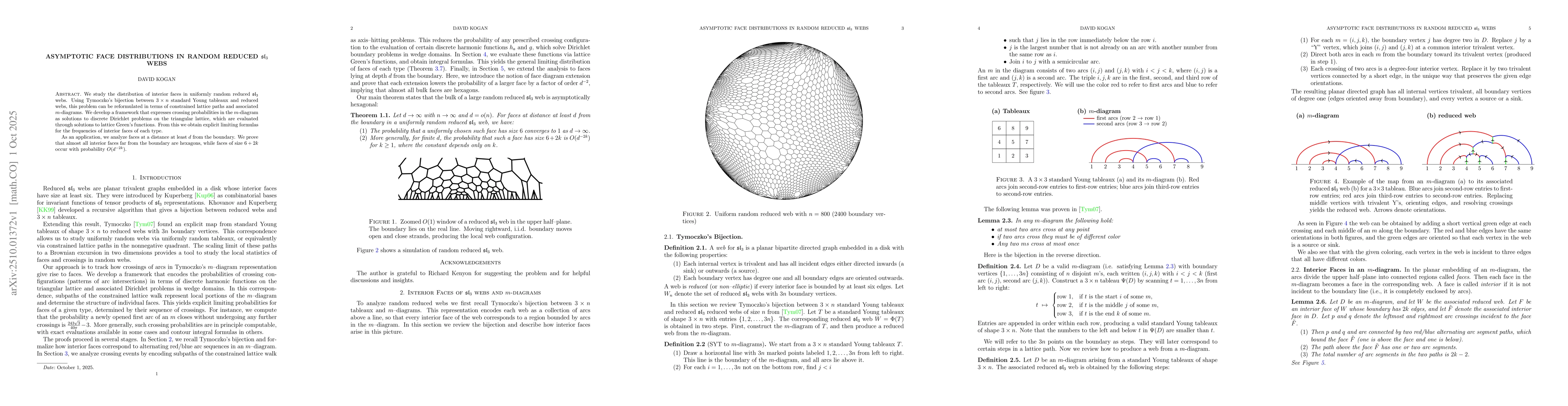 Thumbnail for Asymptotic Face Distributions in Random Reduced $\mathfrak s\mathfrak
  l_3$ Webs