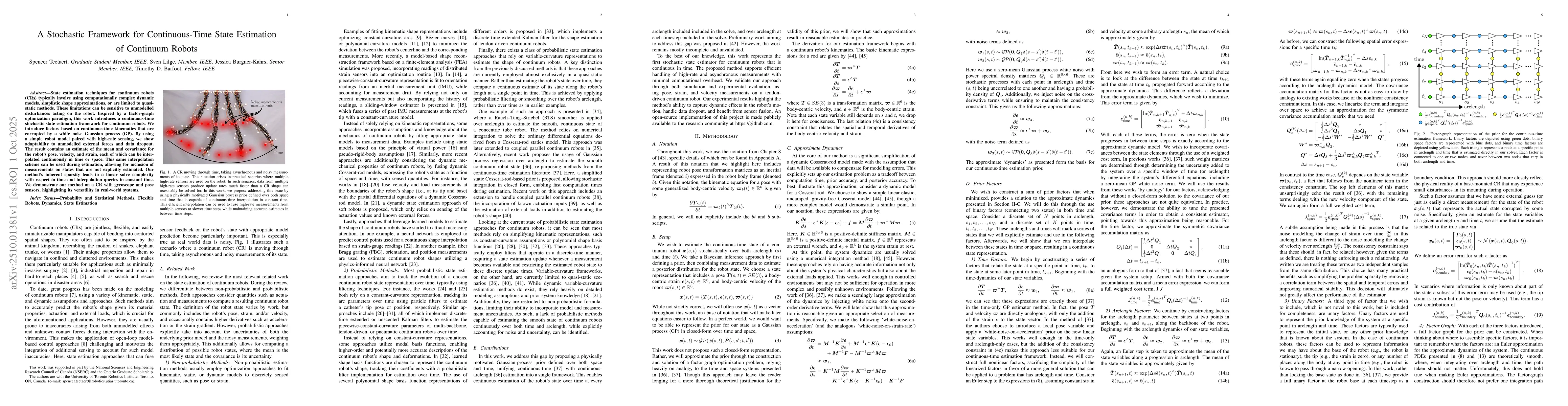 Thumbnail for A Stochastic Framework for Continuous-Time State Estimation of Continuum
  Robots