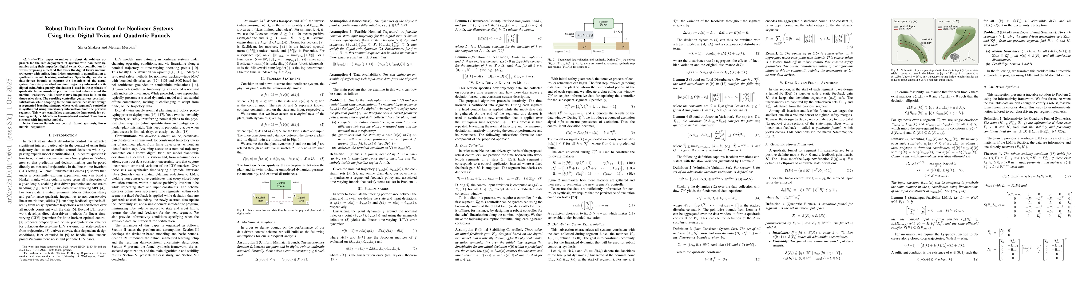 Thumbnail for Robust Data-Driven Control for Nonlinear Systems Using their Digital
  Twins and Quadratic Funnels