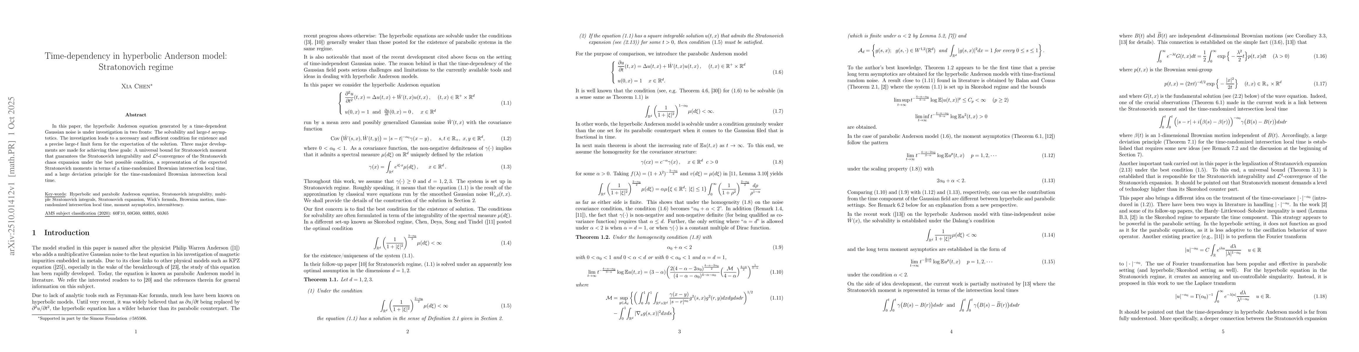 Thumbnail for Time-dependency in hyperbolic Anderson model: Stratonovich regime