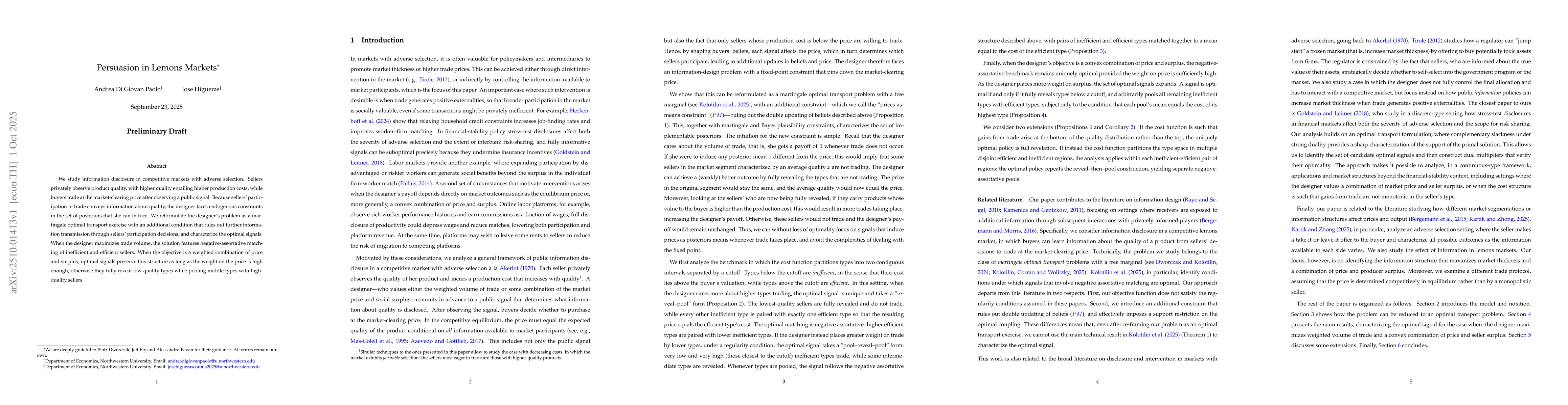 Thumbnail for Persuasion in Lemons Markets