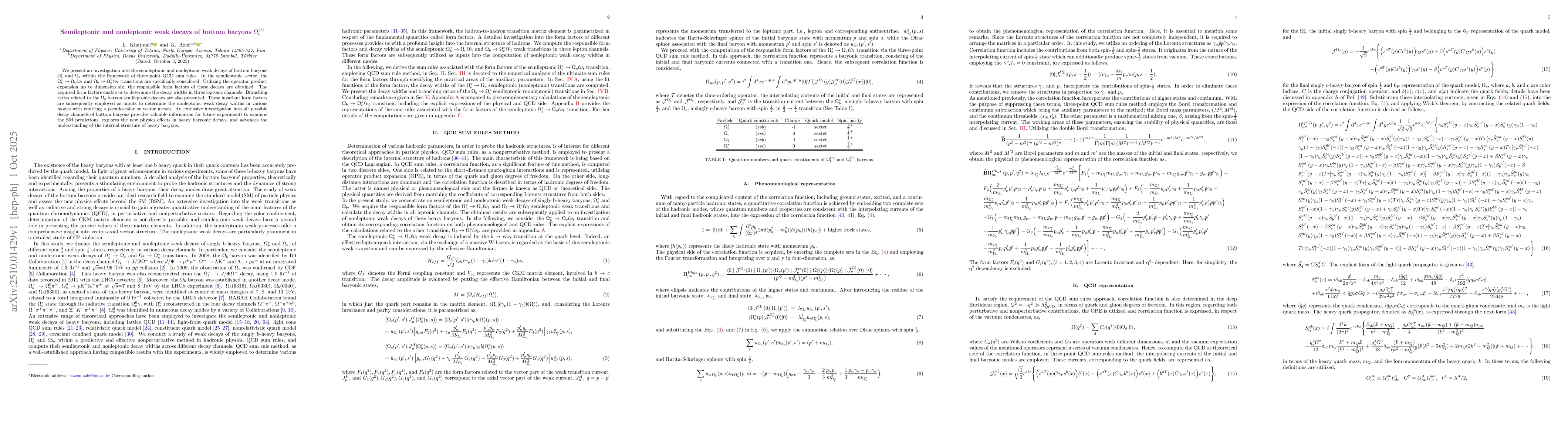 Thumbnail for Semileptonic and nonleptonic weak decays of bottom baryons
  $Ω^{(*)}_{b}$