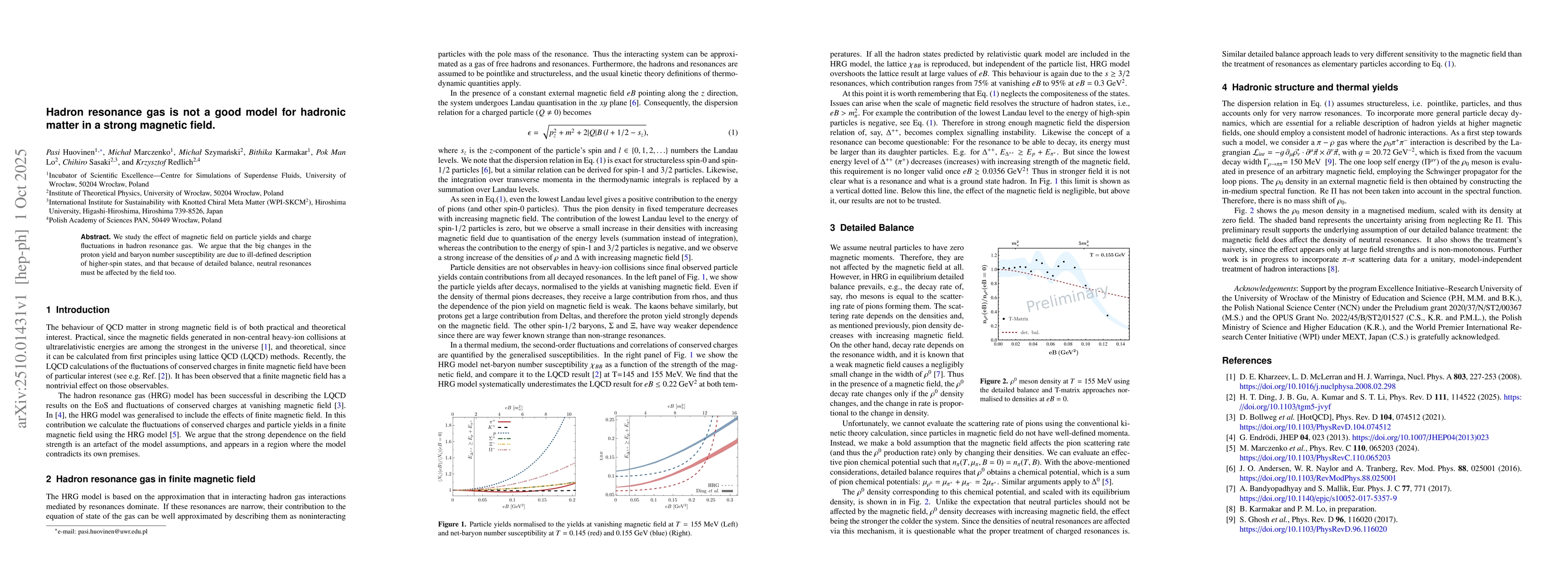 Thumbnail for Hadron resonance gas is not a good model for hadronic matter in a strong
  magnetic field