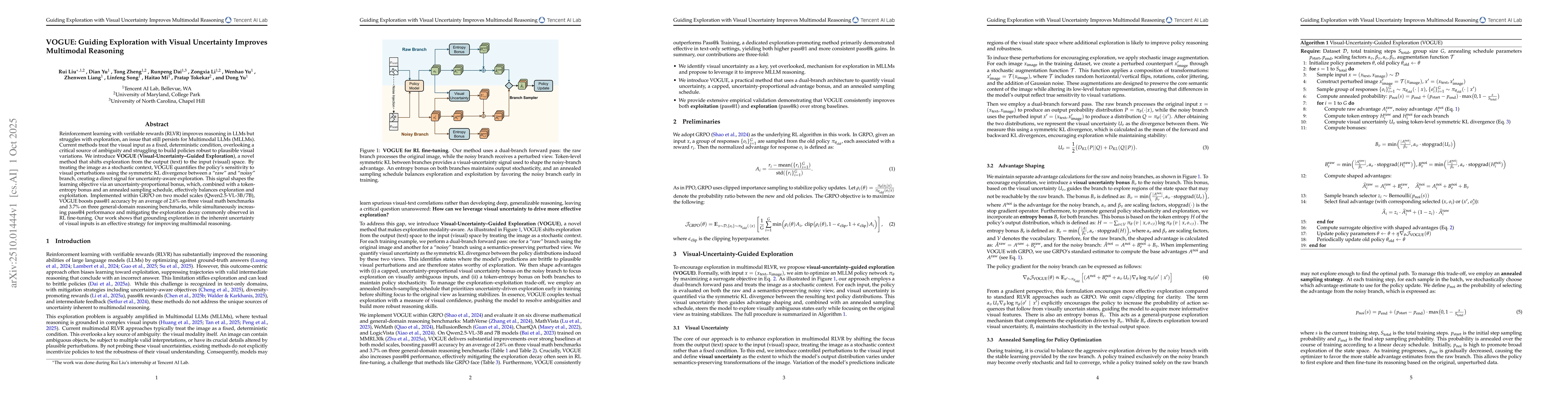 Thumbnail for VOGUE: Guiding Exploration with Visual Uncertainty Improves Multimodal
  Reasoning