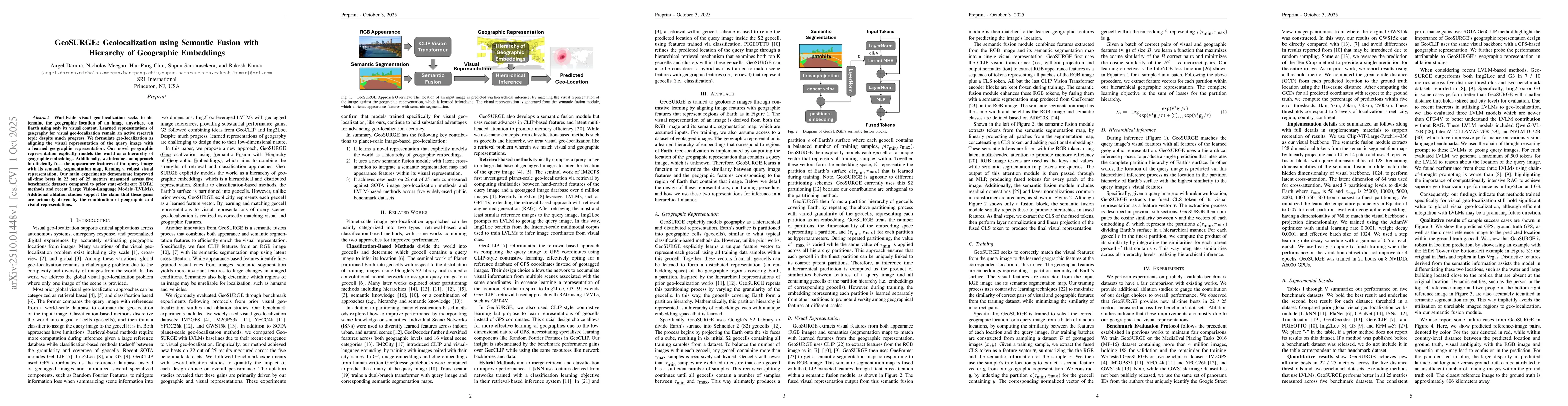 Thumbnail for GeoSURGE: Geo-localization using Semantic Fusion with Hierarchy of
  Geographic Embeddings