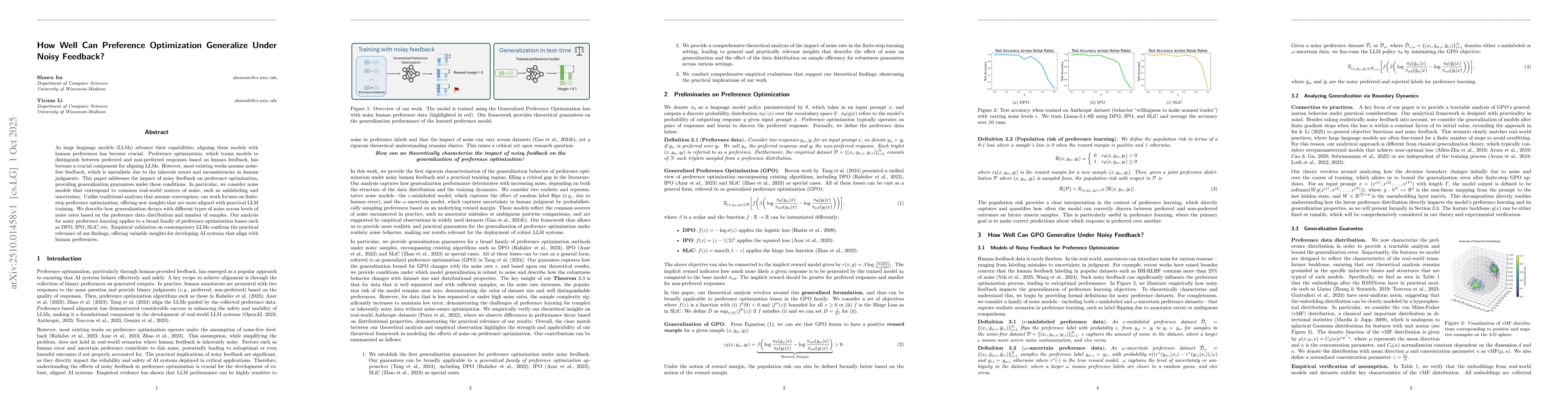 Thumbnail for How Well Can Preference Optimization Generalize Under Noisy Feedback?