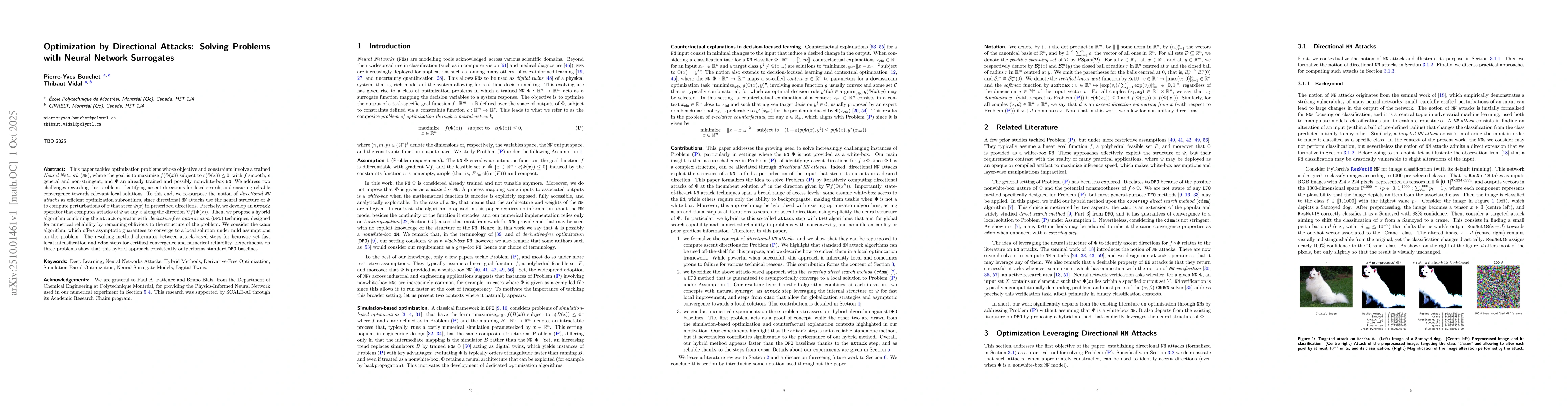 Thumbnail for Optimization by Directional Attacks: Solving Problems with Neural
  Network Surrogates