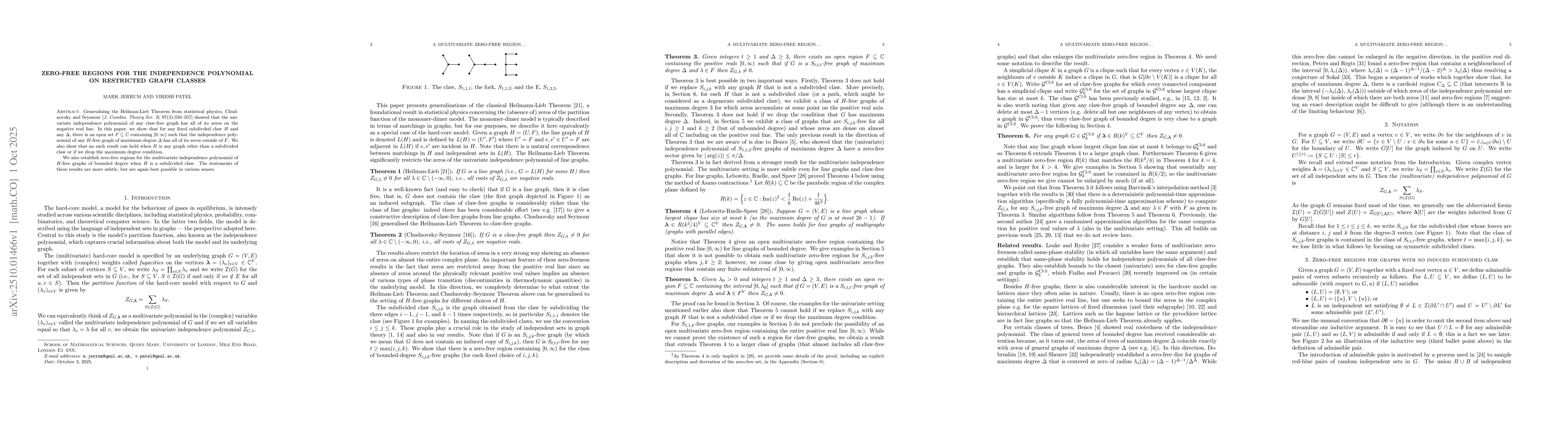 Thumbnail for Zero-free regions for the independence polynomial on restricted graph
  classes