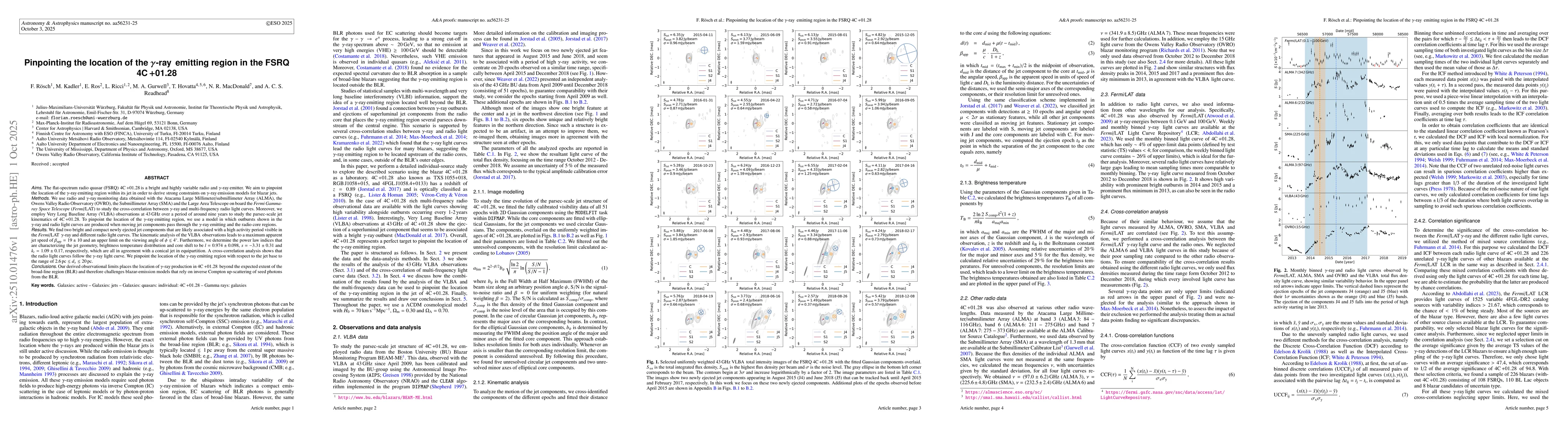 Thumbnail for Pinpointing the location of the gamma-ray emitting region in the FSRQ
  4C+01.28