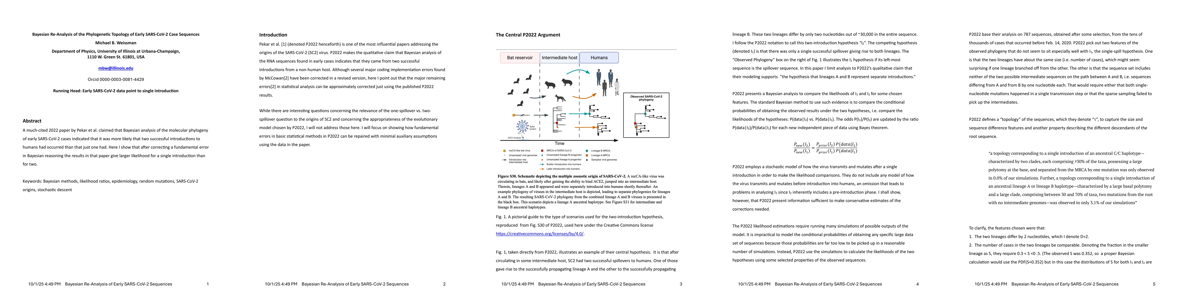 Thumbnail for Bayesian Re-Analysis of the Phylogenetic Topology of Early SARS-CoV-2
  Case Sequences
