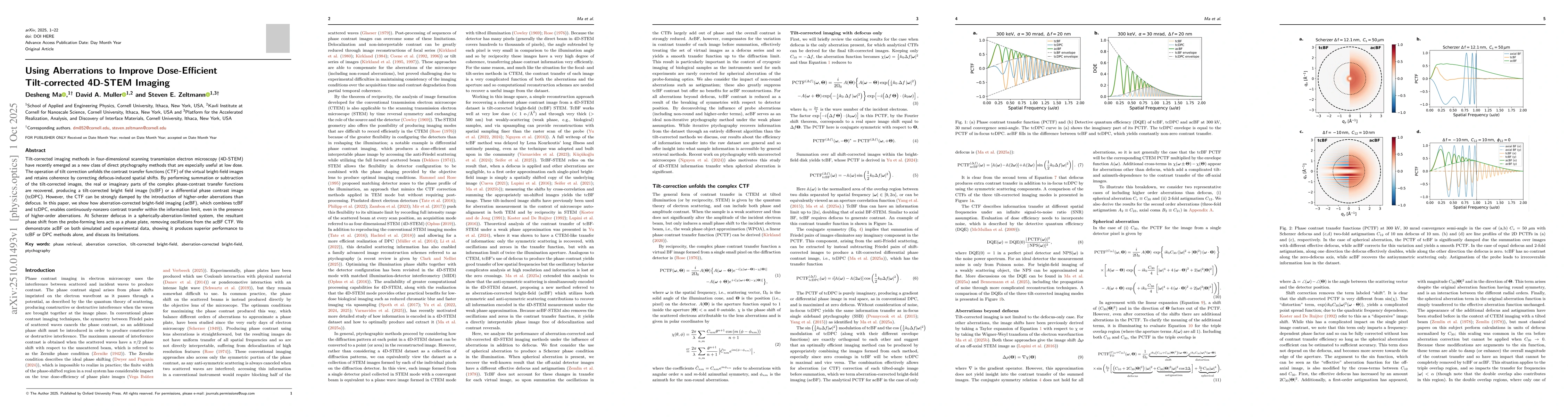 Thumbnail for Using Aberrations to Improve Dose-Efficient Tilt-corrected 4D-STEM
  Imaging