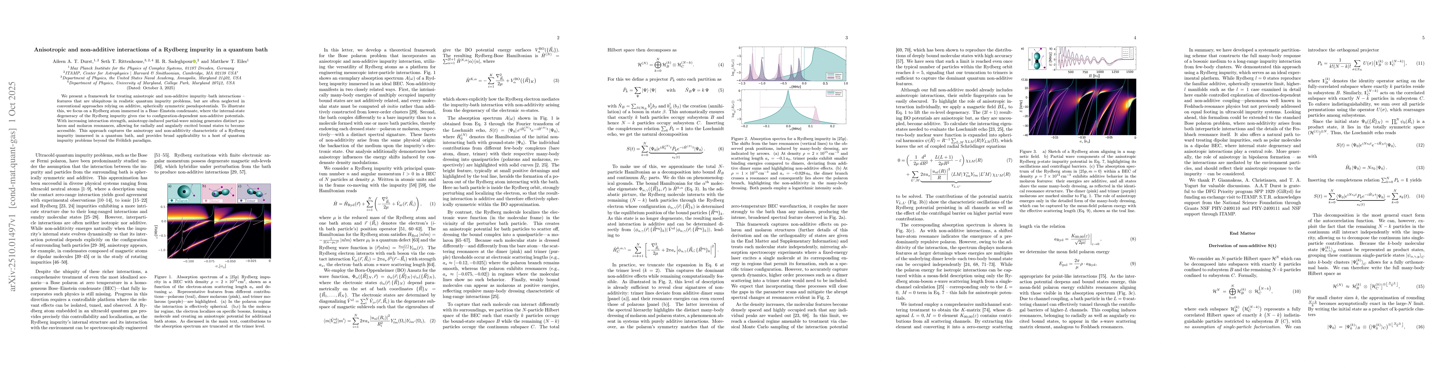 Thumbnail for Anisotropic and non-additive interactions of a Rydberg impurity in a
  quantum bath